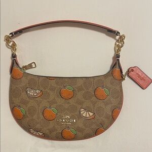Coach Tan and Orange Shoulder Bag